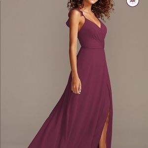 NWT David’s Bridal wine chiffon dress